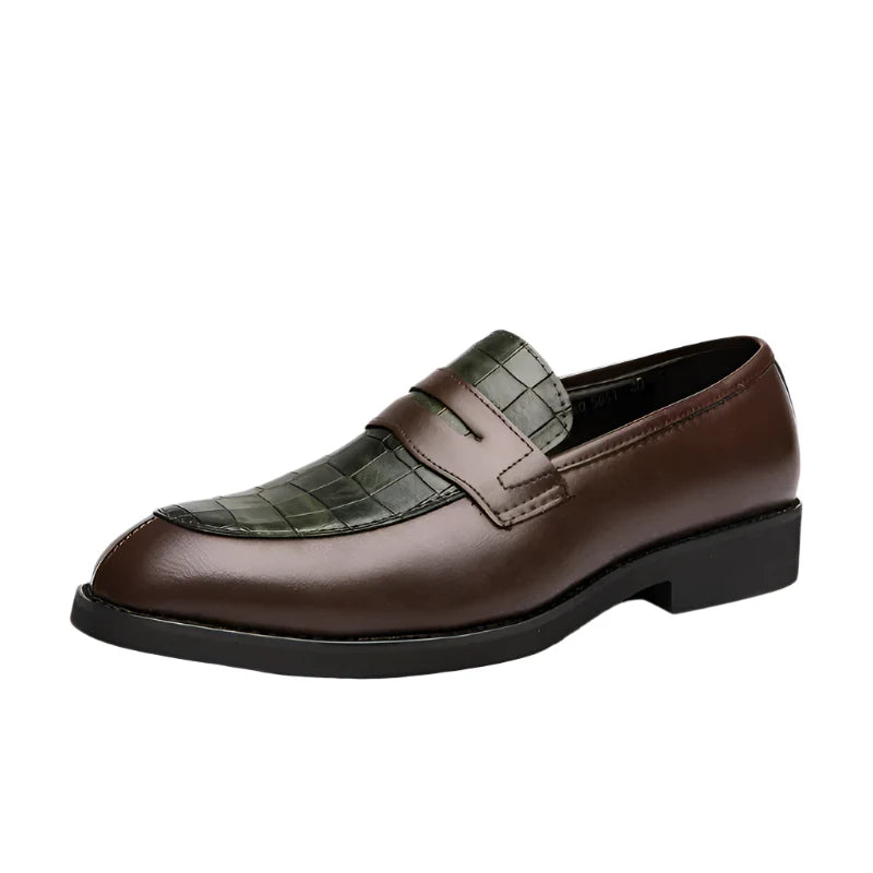 Leather Crocodile Slip On Shoes