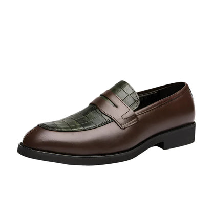 Leather Crocodile Slip On Shoes