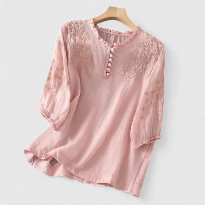 Elegant Classic Front Button Blouse for Women - Vossary