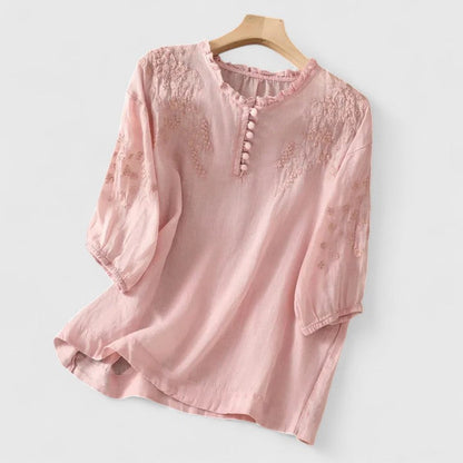 Elegant Classic Front Button Blouse for Women - Vossary
