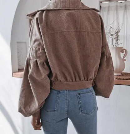 Rugged Corduroy Short Denim Jacket