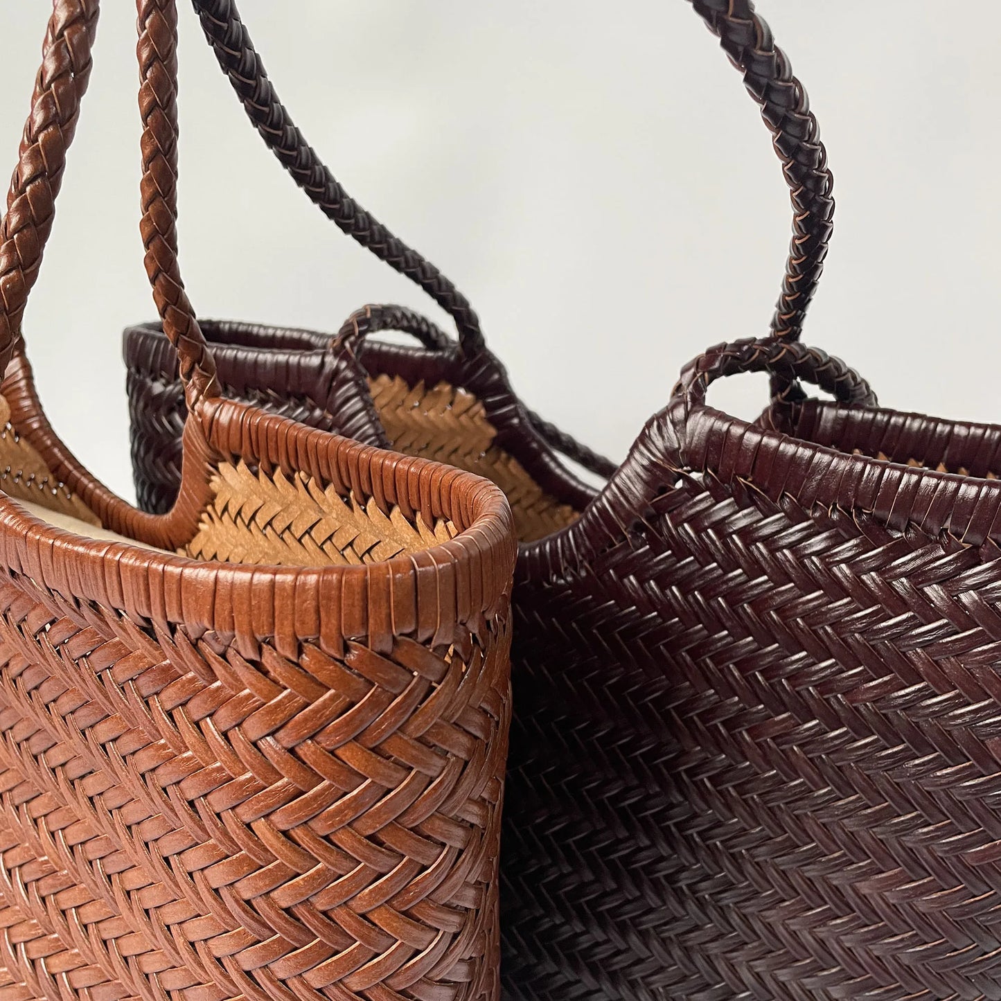 Classic Brown Woven Leather Handbag
