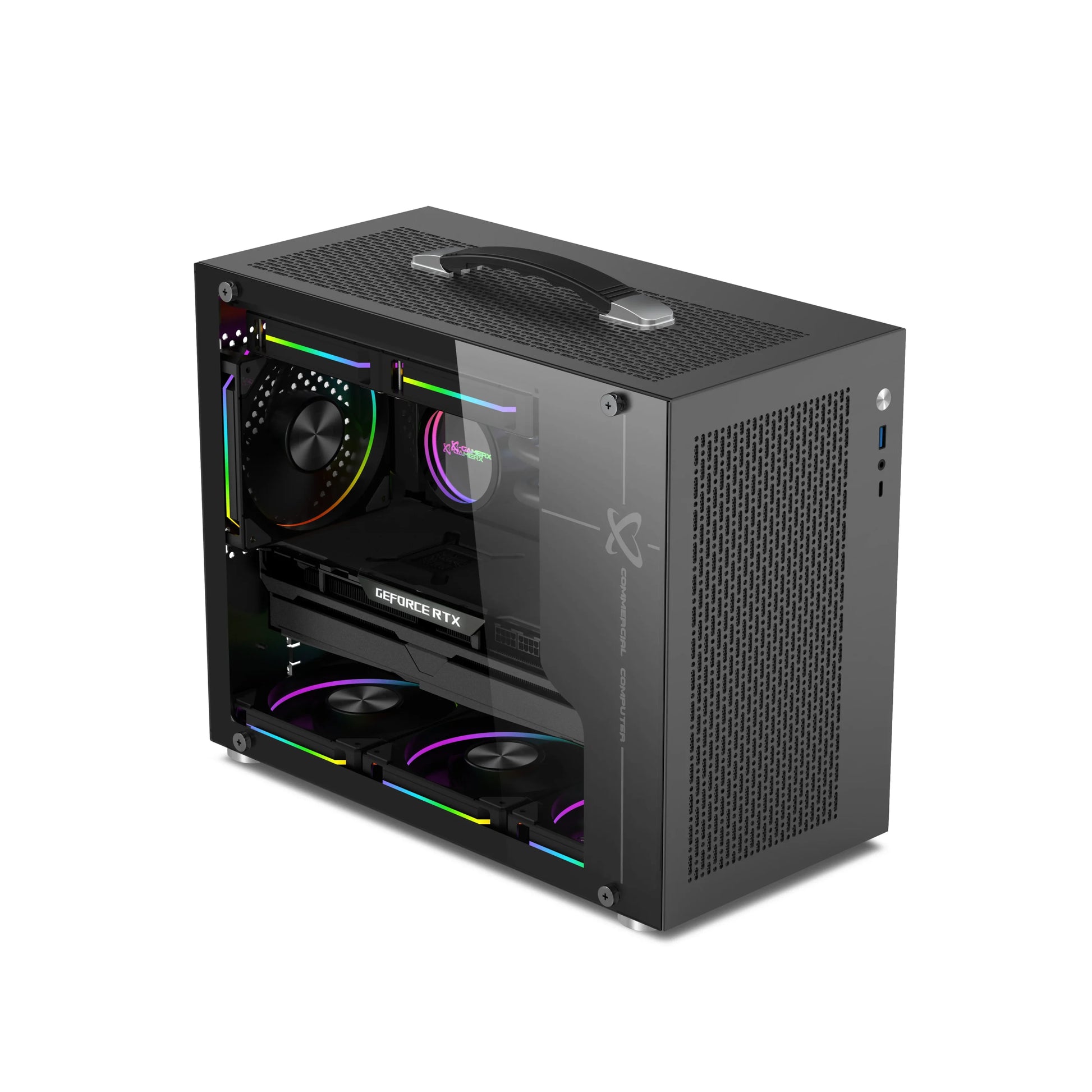 Compact Clear Gaming PC Case 240mm Liquid Cooling - Luxicro