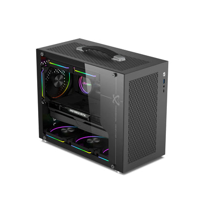 Compact Clear Gaming PC Case 240mm Liquid Cooling - Luxicro