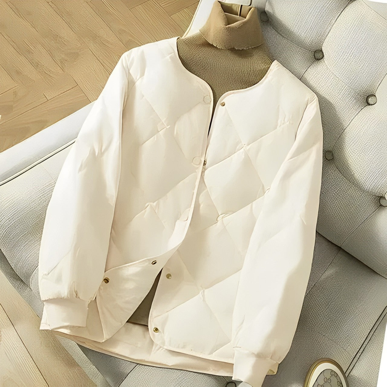 Warm Women's Padded Coat with Button Front