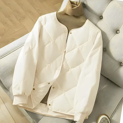 Warm Women's Padded Coat with Button Front
