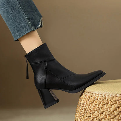 Slim Fit Low Heel Ankle Boots