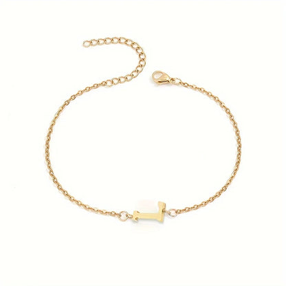 Simple Alphabet Bead Bangle Delicate Chain Necklace