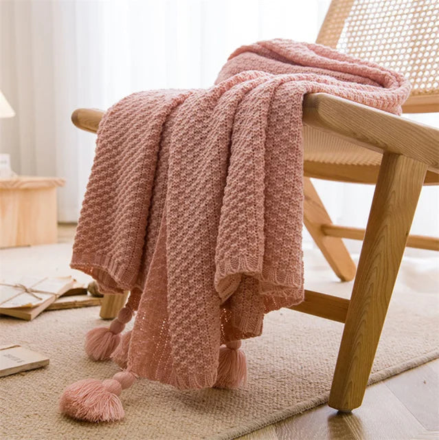 Soft Plush Throw Blanket with Fringe