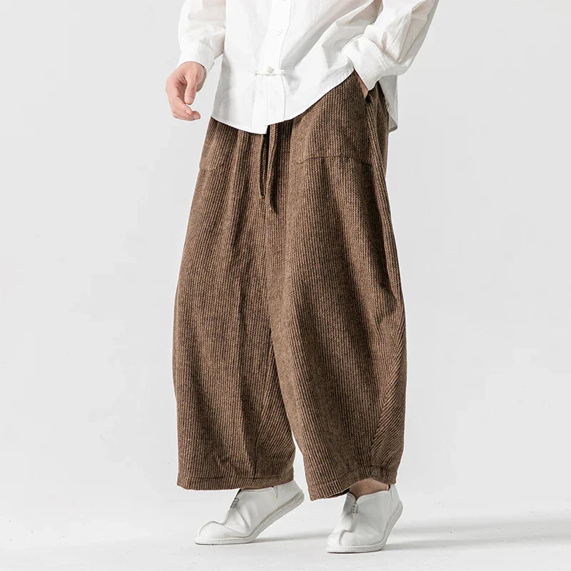 Rugged Textured Cotton Trousers