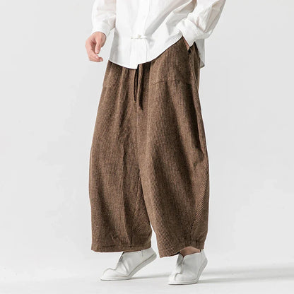 Rugged Textured Cotton Trousers