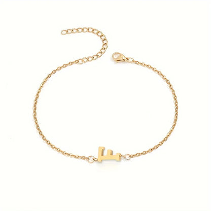 Simple Alphabet Bead Bangle Delicate Chain Necklace