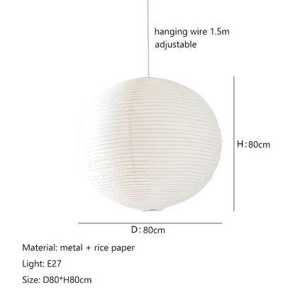 Simple Round Paper Shade LED Pendant Light