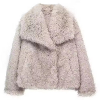 Luxurious Faux Fur Winter Coat, Soft Long Sleeve Jacket
