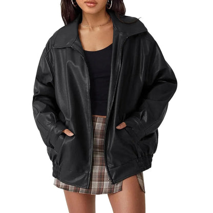 Large Faux Leather Biker Jacket
