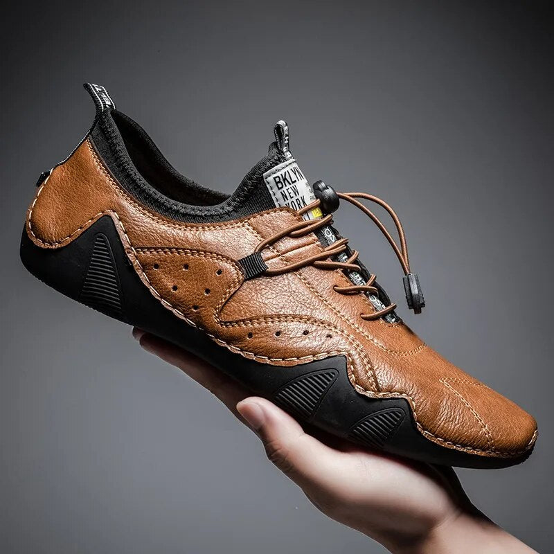 Breathable Elastic Lace Casual Men's Driving Shoes - EasyApparels
