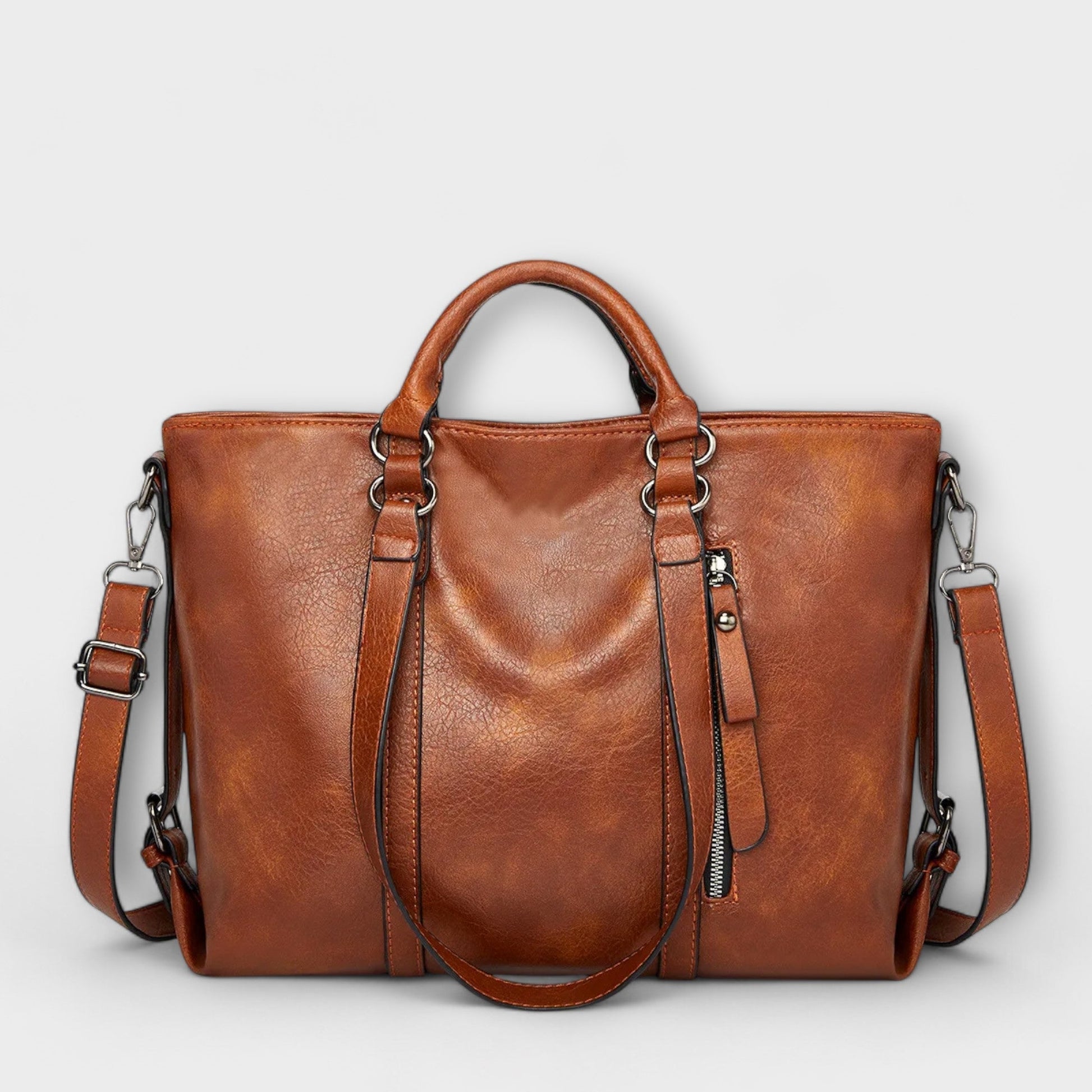 Big Genuine Leather Tote Bag - Vossary