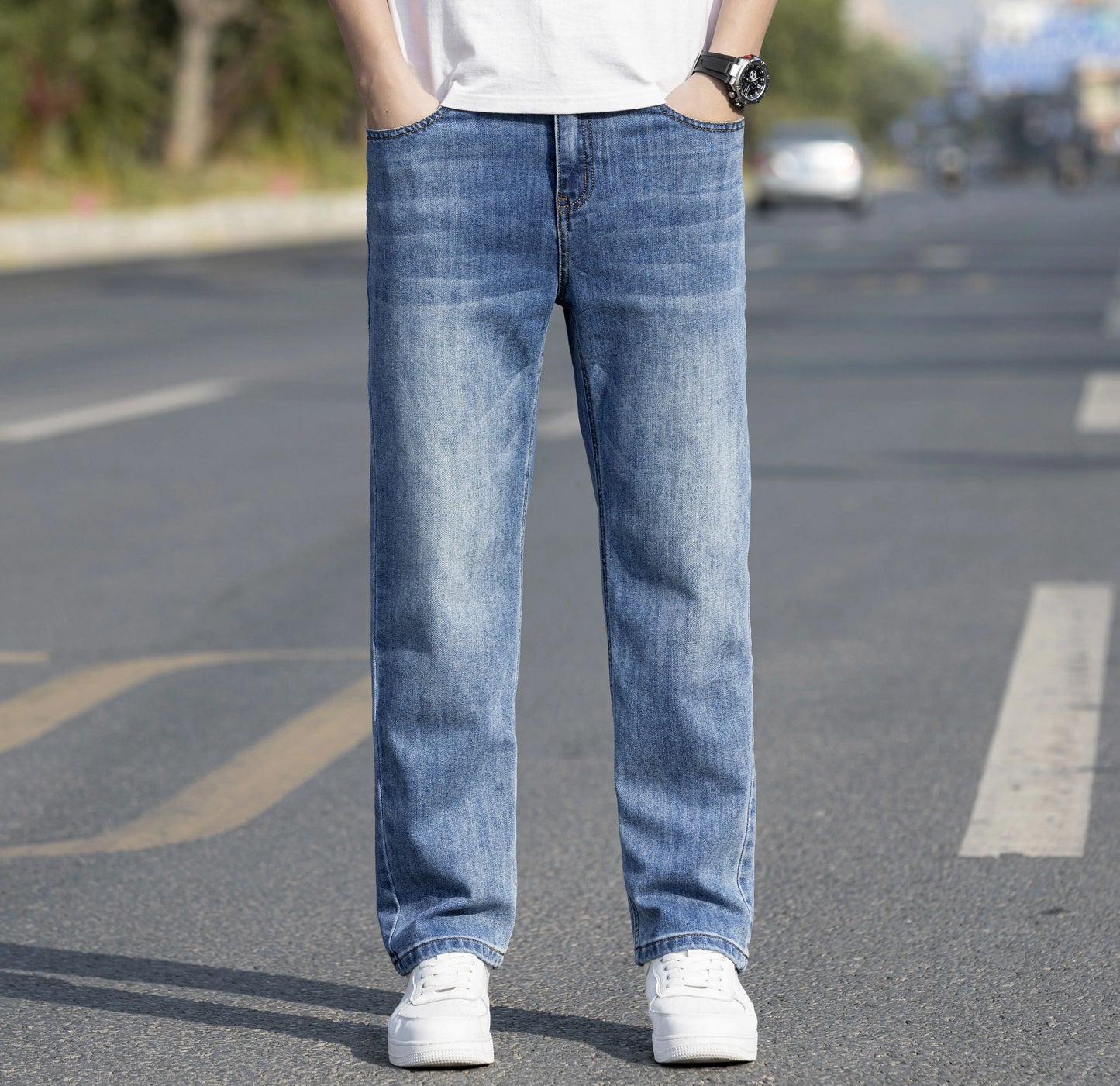 Comfortable Mens Regular Fit Stretch Jeans - Luxicro