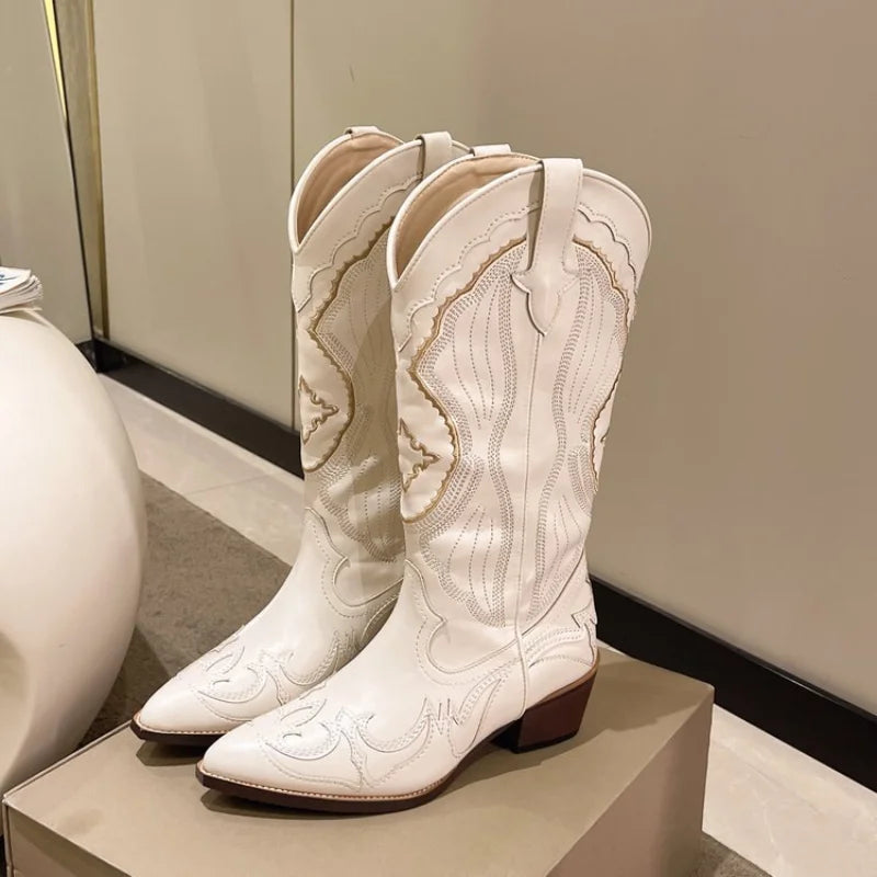 Brown Leather Cowboy Riding Boots - Vossary