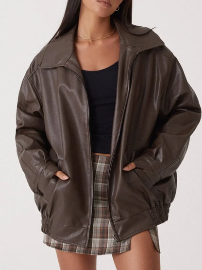 Large Faux Leather Biker Jacket