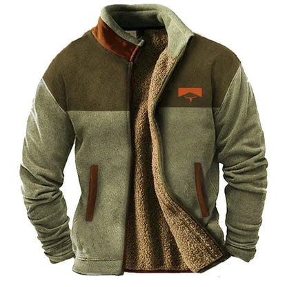 Casual Block Pattern Men's Jacket - Warm Comfortable Style - EasyApparels