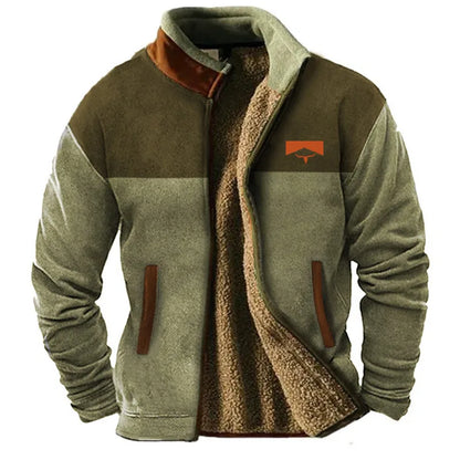 Casual Loose Fit Jacket with 3D Zipper Detail - Vossary