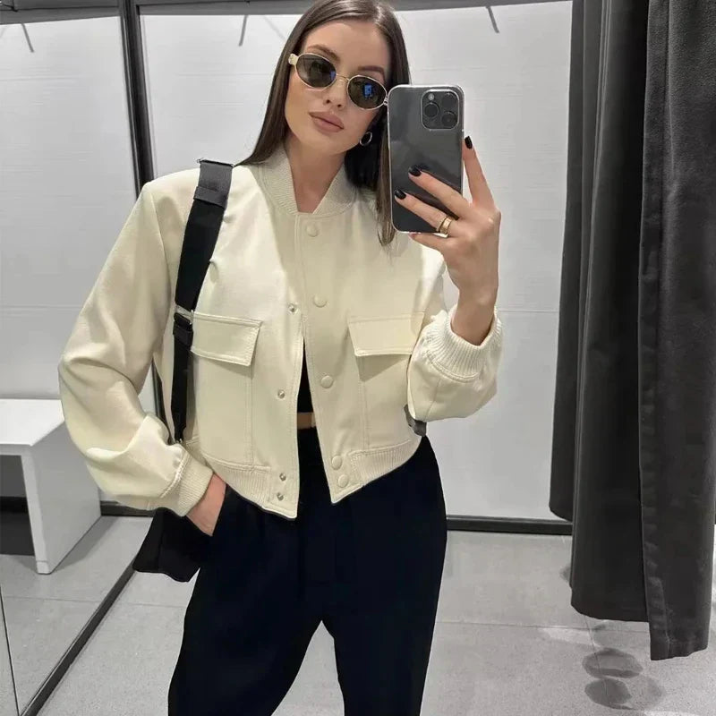 Fashionable Women's Short Bomber Jacket - EasyApparels