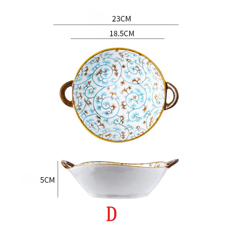 Small Blue Ceramic Handle Soup Bowl