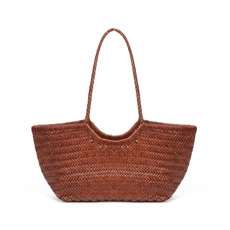 Classic Brown Woven Leather Handbag