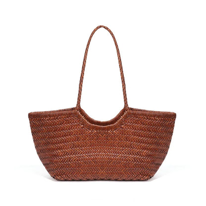 Classic Brown Woven Leather Handbag