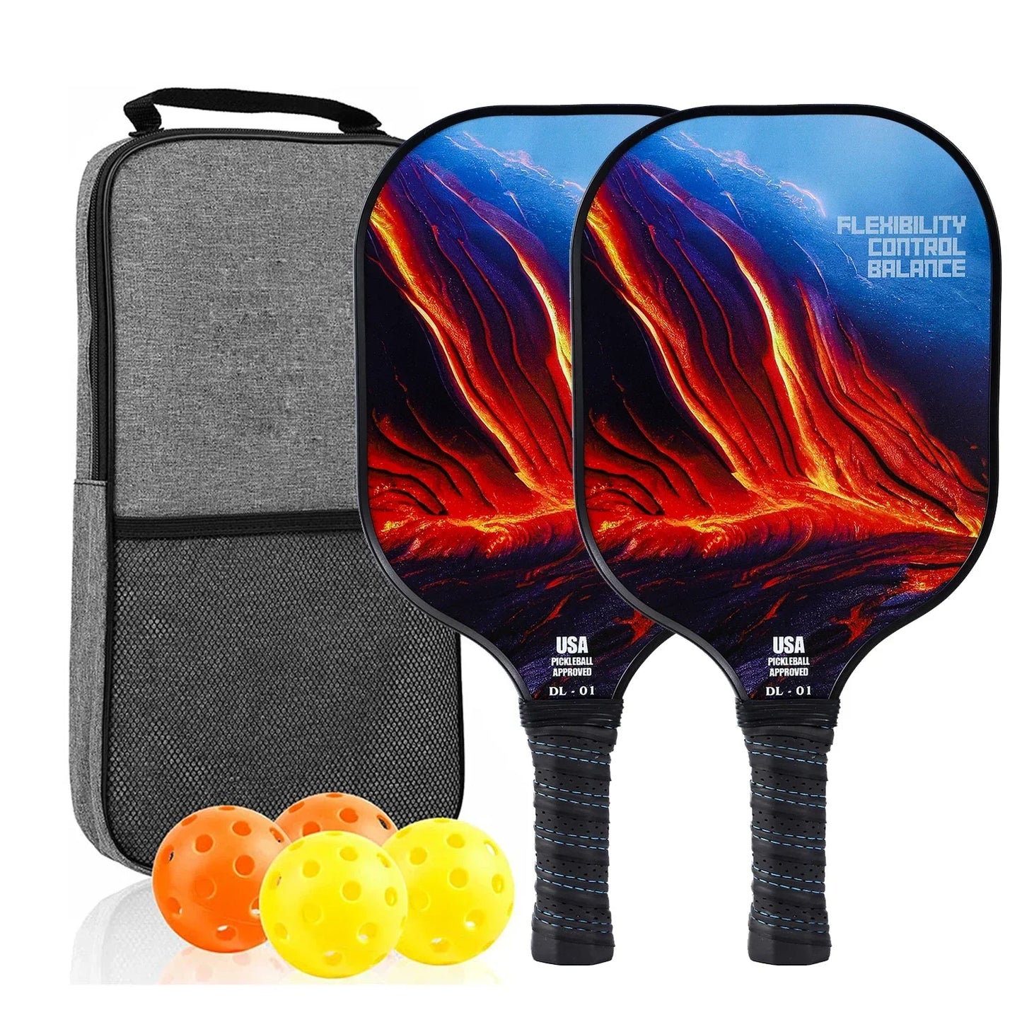 Portable Pickleball Paddle Set with Balls and Bag