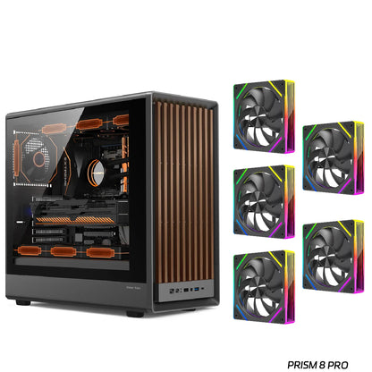 Premium PC Case Wood Accent Glass Front USB C Port