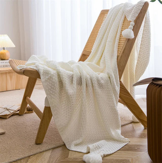 Soft Plush Throw Blanket with Fringe