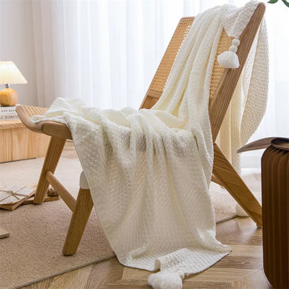 Soft Plush Throw Blanket with Fringe