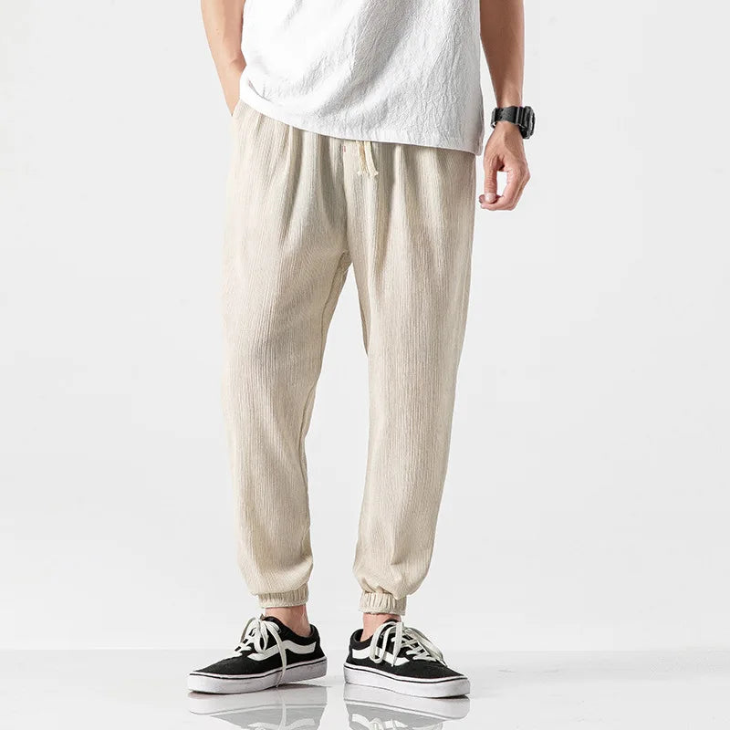 Relaxed Fit Men's Linen Drawstring Pants
