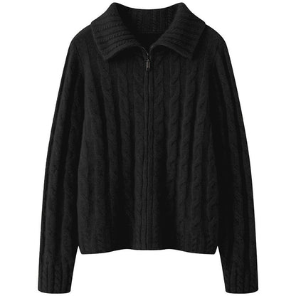 Soft Women's Full Zip Cable Knit Sweater