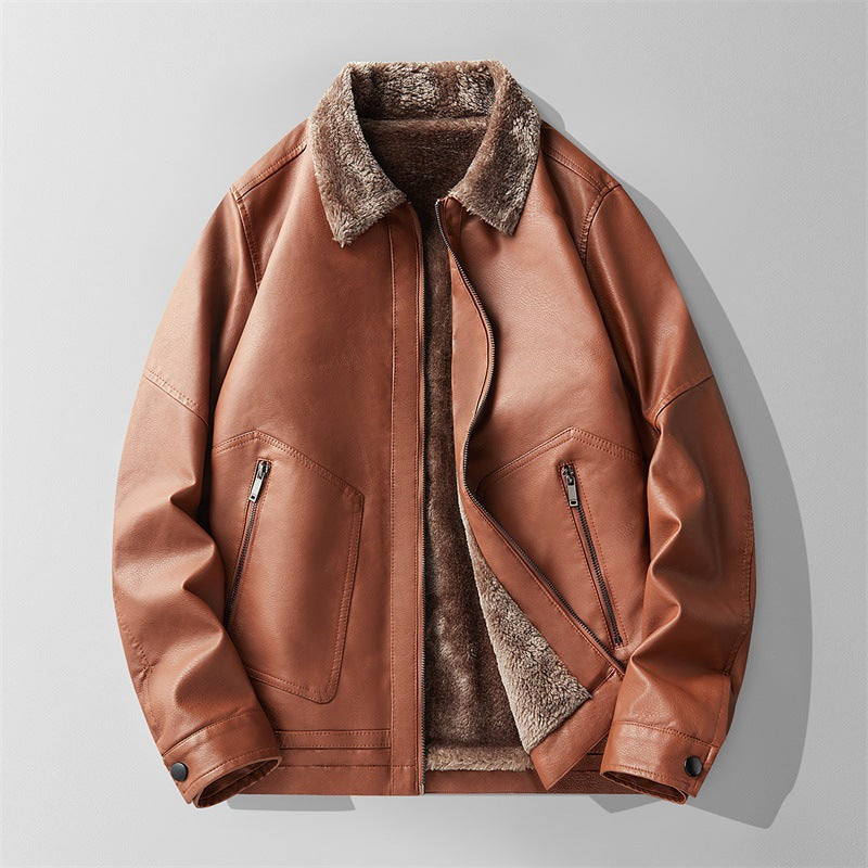 Warm Shearling Lined Leather Aviator Jacket for Men - EasyApparels