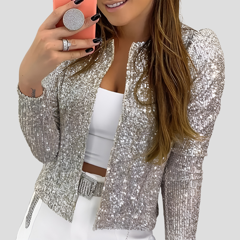 Sparkly Sequin Long Sleeve Cardigan Coat