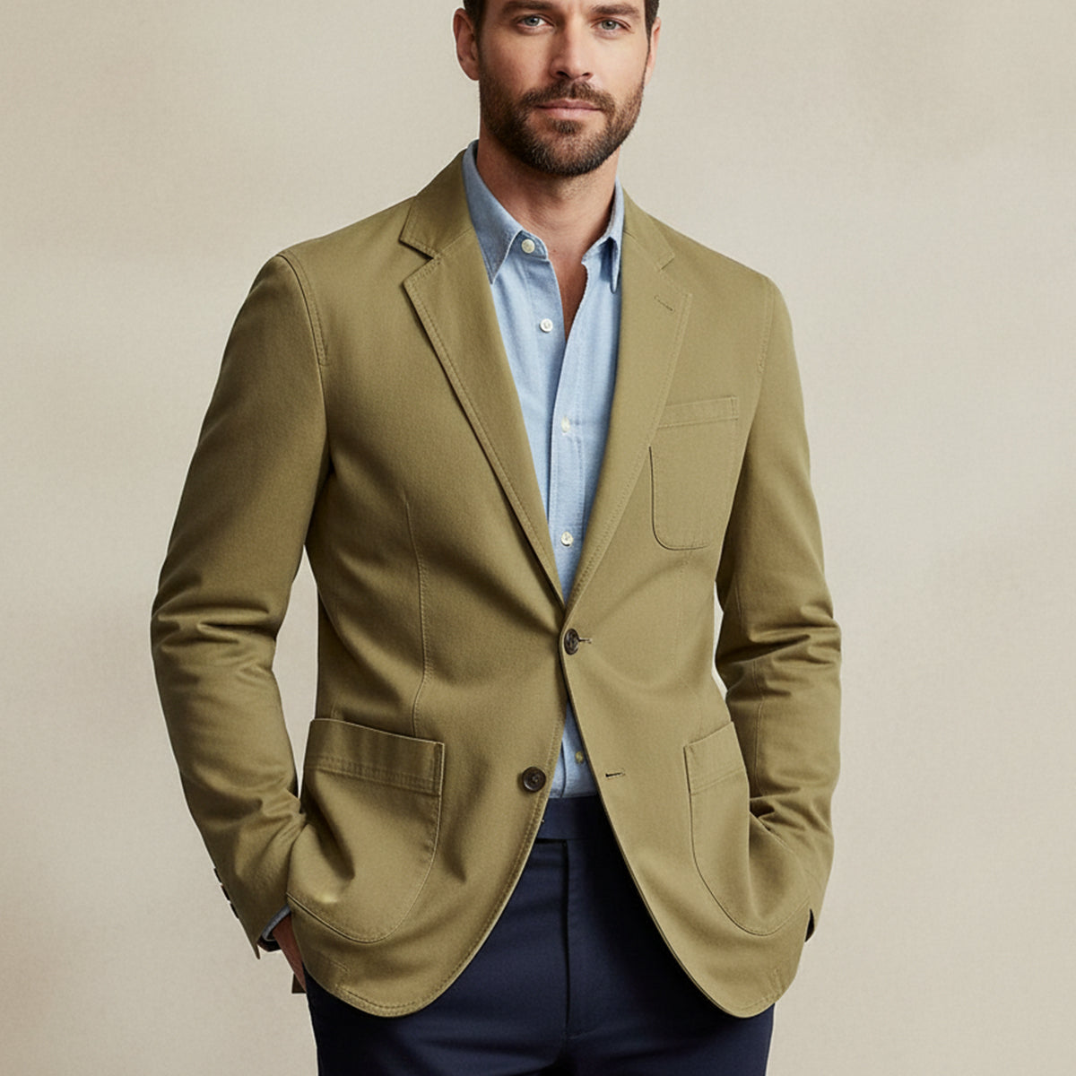 Casual Men's Cotton Jacket with Pockets