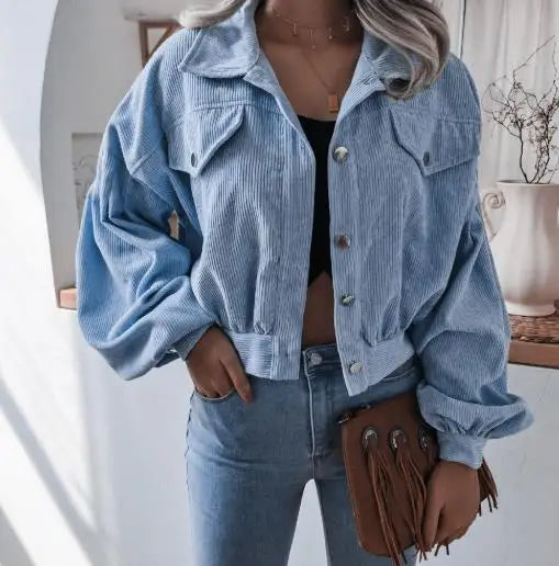 Rugged Corduroy Short Denim Jacket