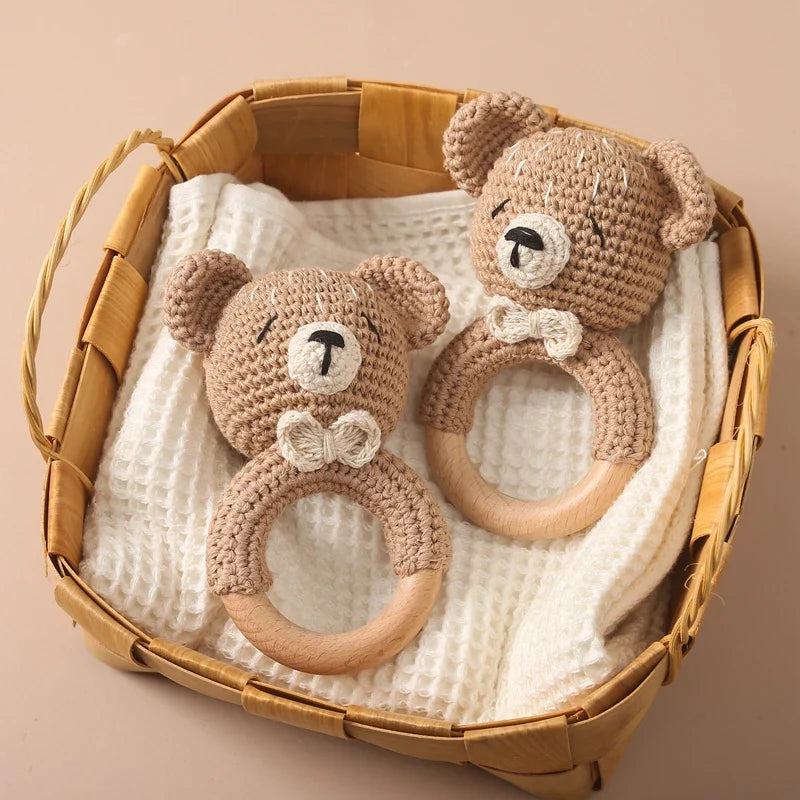 Soft Baby Teether Toy Set with Rattle and Ring - Luxicro