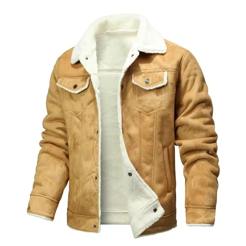 Warm Suede Mens Winter Parka Coat