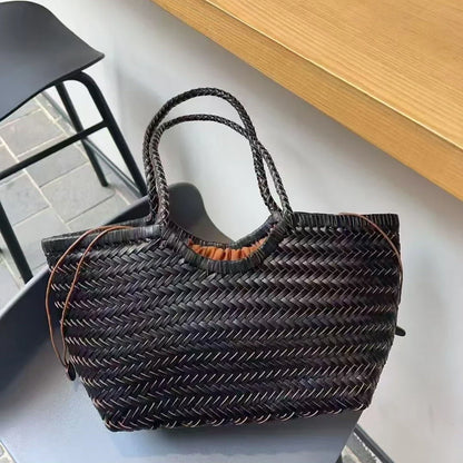 Classic Brown Woven Leather Handbag