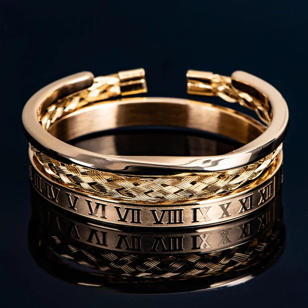 Simple Braided Engraved 3 Piece Bracelet Set - EasyApparels