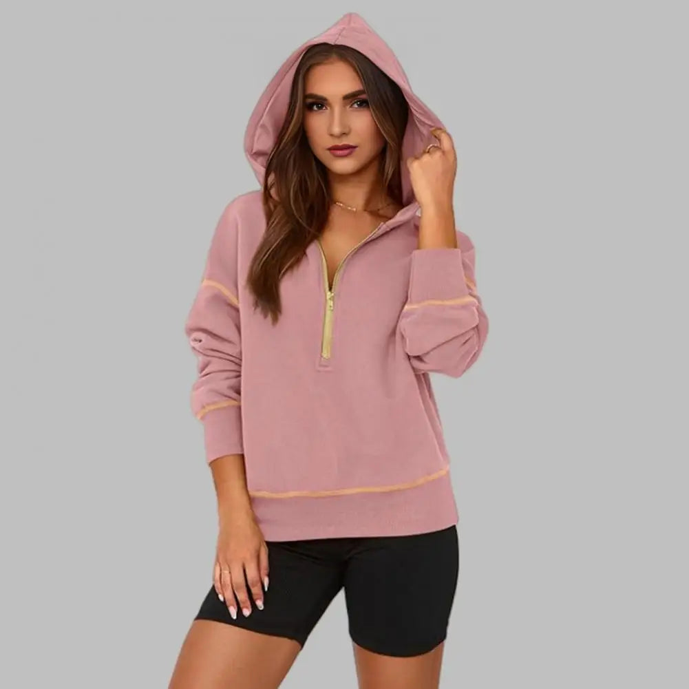Fashionable Full-Zip Hooded Sweatshirt for Women