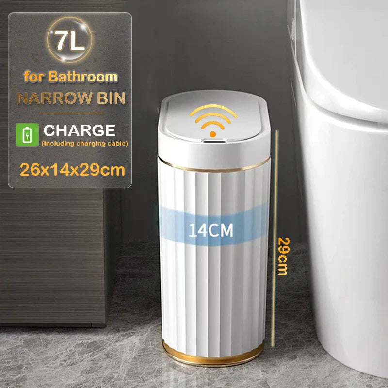 Motion Sensor Slim Stripe Bathroom Waste Can