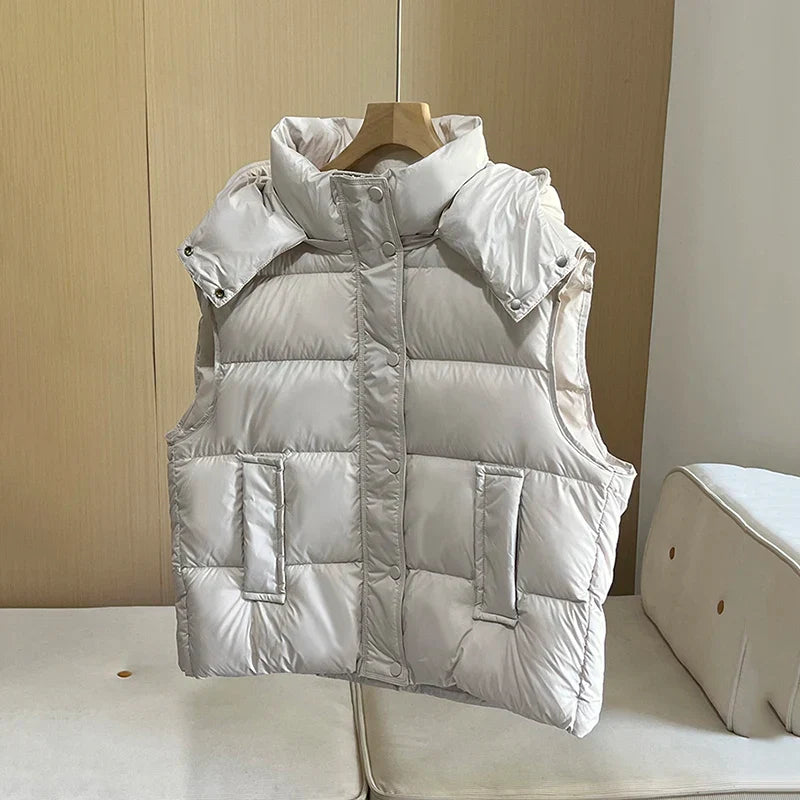 Warm Women's Down Puffer Vest - Hip Length