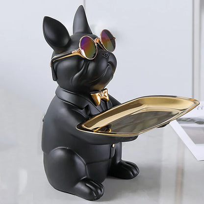 Modern Dog Figurine Dish with Luxury Tie