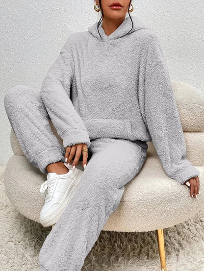 Soft Plush Teddy Hooded Jumpsuit for Lounging Comfort