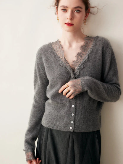 Women's Fit Lace Cardigan Sweater - Vossary
